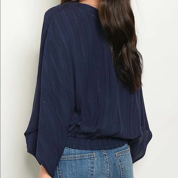 Navy Blue Ribbed Knit Top - Picture 2 of 2